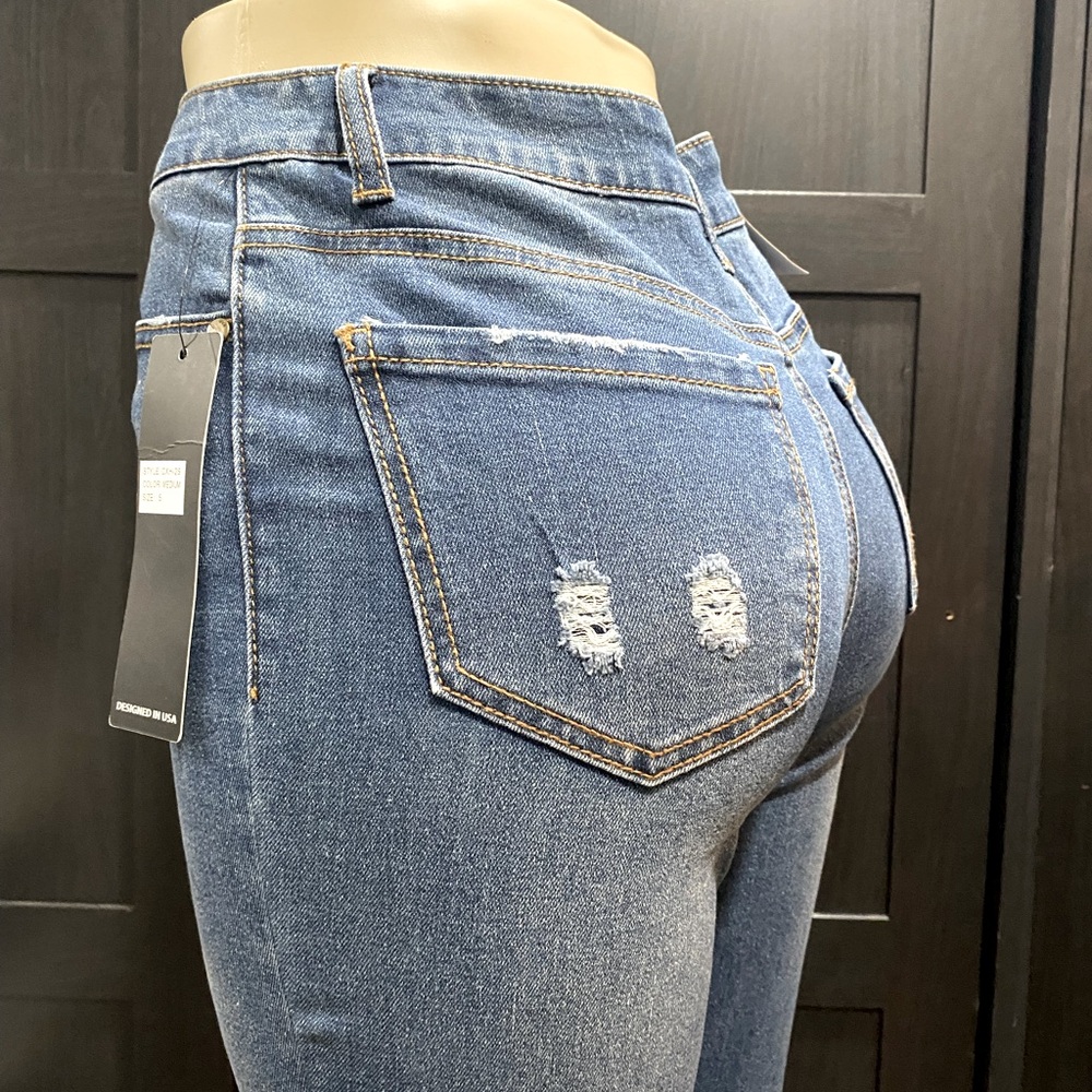 High waisted skinny jeans for women.